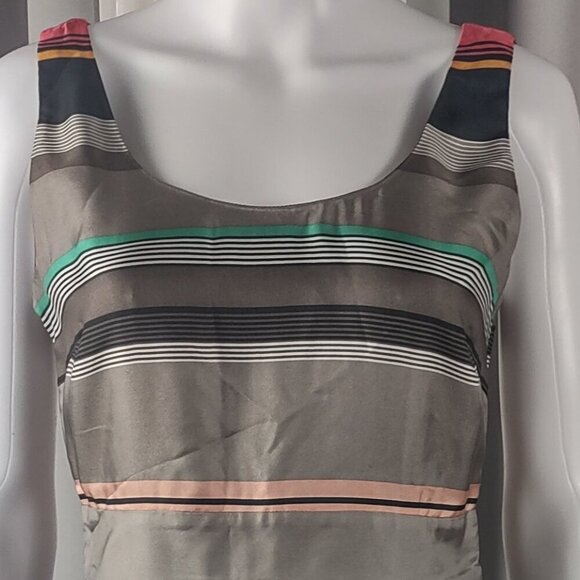 Banana Republic 100% Silk Striped Sheath Dress with Pockets Size 4P Casey Style - Picture 3 of 11